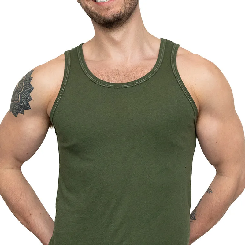 The "Bruiser" Cotton Tank Top in Dark Army Green (Size XXL) sold by Blade + Blue