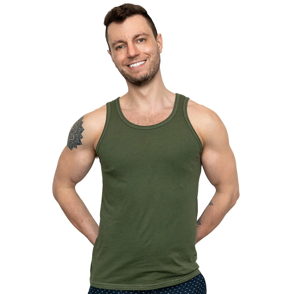 The "Bruiser" Cotton Tank Top in Dark Army Green (Size XXL) sold by Blade + Blue product image thumbnail 3