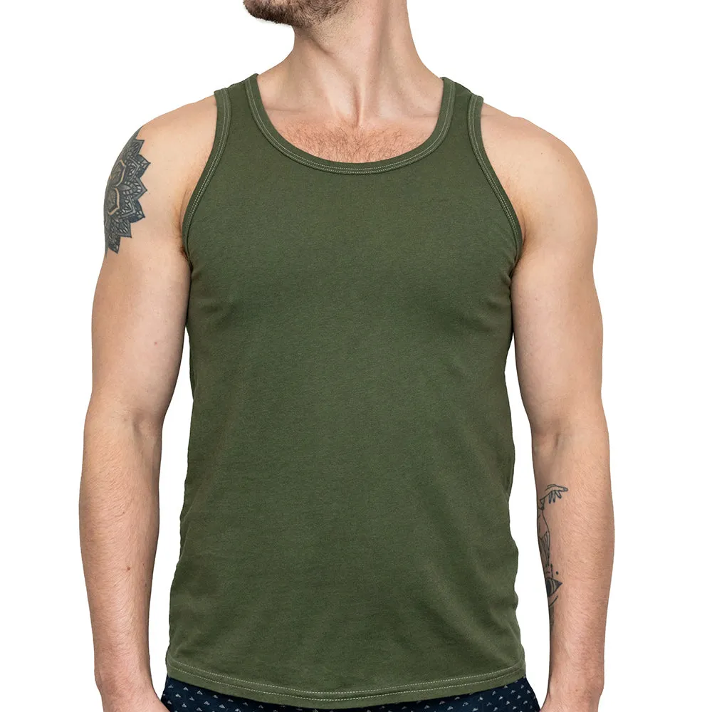 The "Bruiser" Cotton Tank Top in Dark Army Green (Size XXL) sold by Blade + Blue product image thumbnail 4