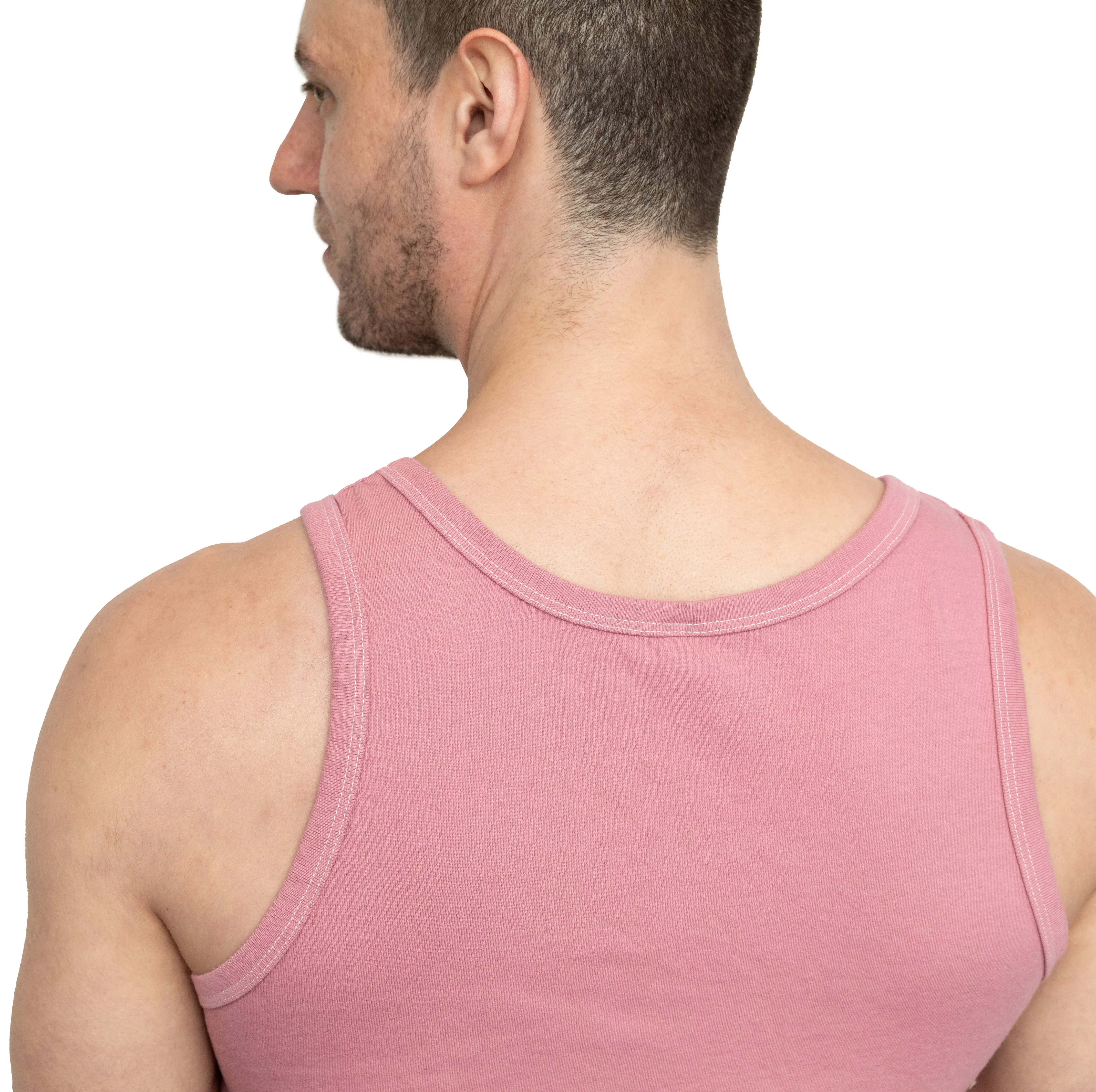 The "Bruiser" Cotton Tank Top in Spring Pink (L & XL) sold by Blade + Blue