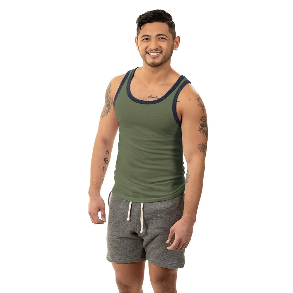 "Varsity Tank" Tri-Blend Tank Top in Army Green Heather sold by Blade + Blue product image thumbnail 2