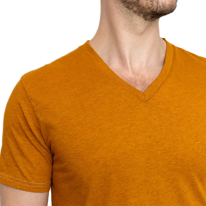 Varsity Gold Cotton V-Neck Short Sleeve Tee - Made In USA (Size S) sold by Blade + Blue