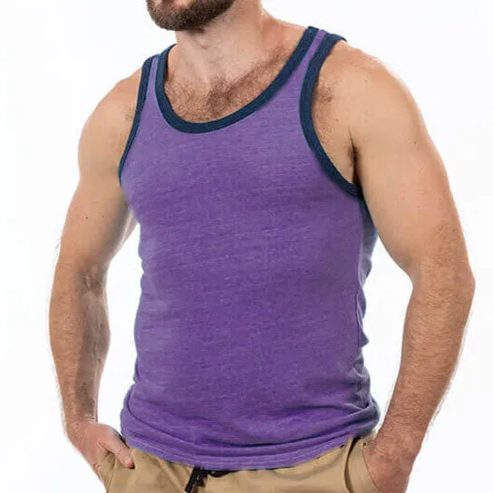 "Varsity Tank" Tri-Blend Tank Top in Purple Grape Heather (Size XL) sold by Blade + Blue