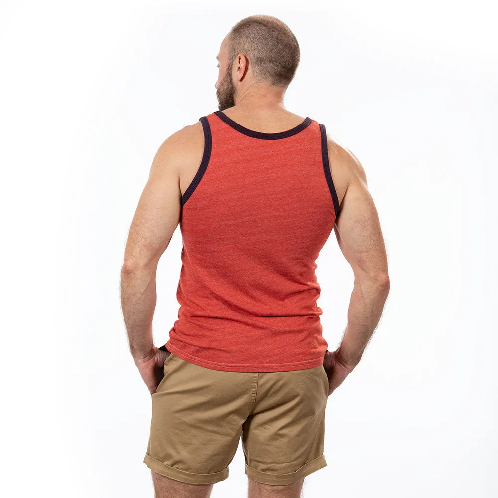 "Varsity Tank" Tri-Blend Tank Top Tomato Red Heather sold by Blade + Blue product image thumbnail 3
