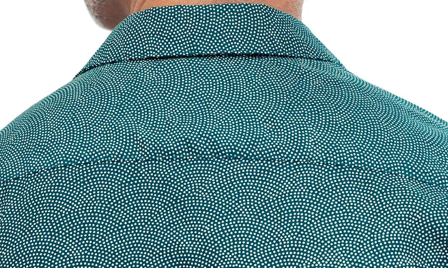CHARLESTON Short Sleeve Shirt in Teal Green Japanese Wave Print sold by Blade + Blue product image thumbnail 4
