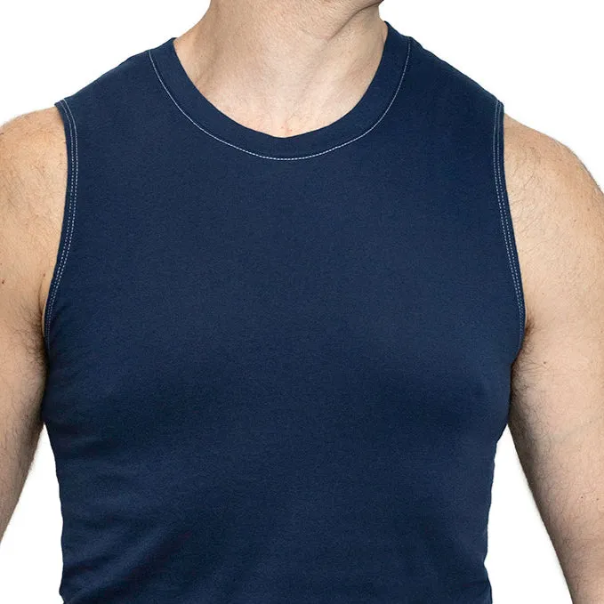 The "Striker" Cotton Muscle Tank Top in Navy Blue (SIZE XL) sold by Blade + Blue product image thumbnail 2