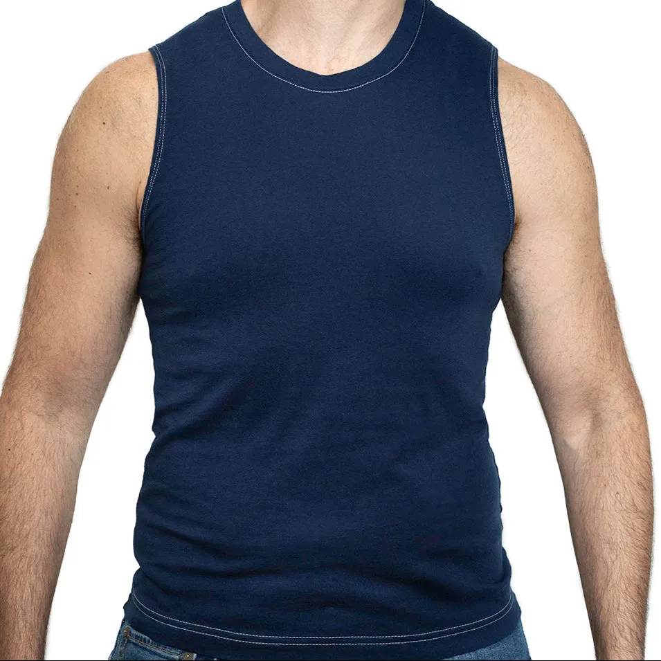 The "Striker" Cotton Muscle Tank Top in Navy Blue (SIZE XL) sold by Blade + Blue