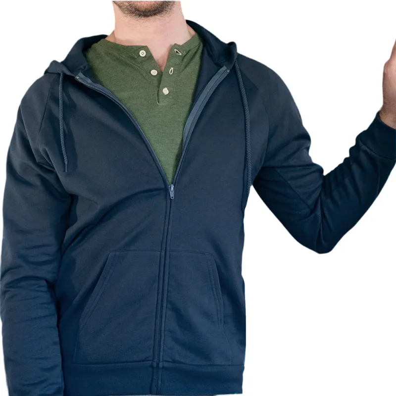 Organic Cotton  Light Zip-Up Hood Jacket in Navy Blue sold by Blade + Blue