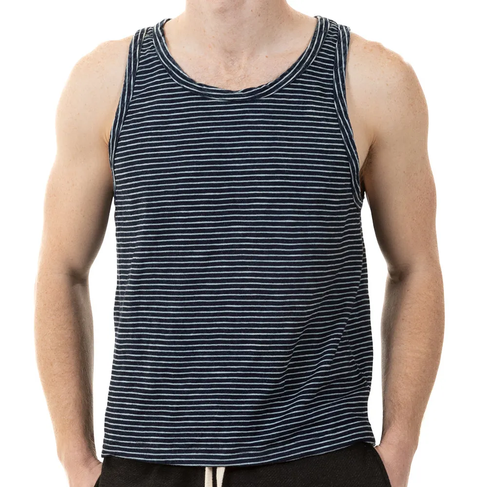 Denim Washed Indigo & White Stripe Tank Top - Made In USA sold by Blade + Blue product image thumbnail 2