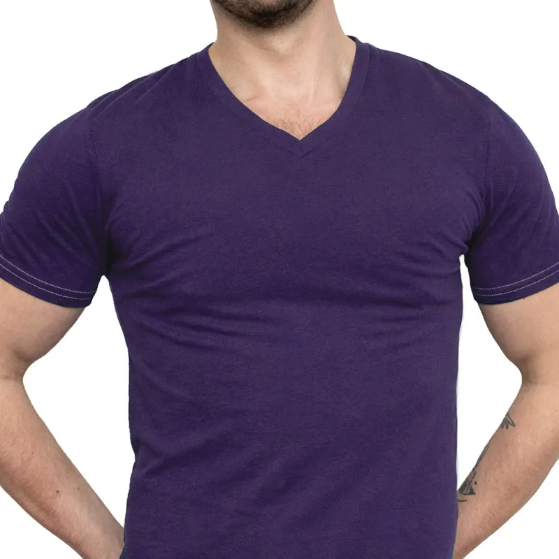 Purple Cotton V-Neck Short Sleeve Tee - Made In USA sold by Blade + Blue