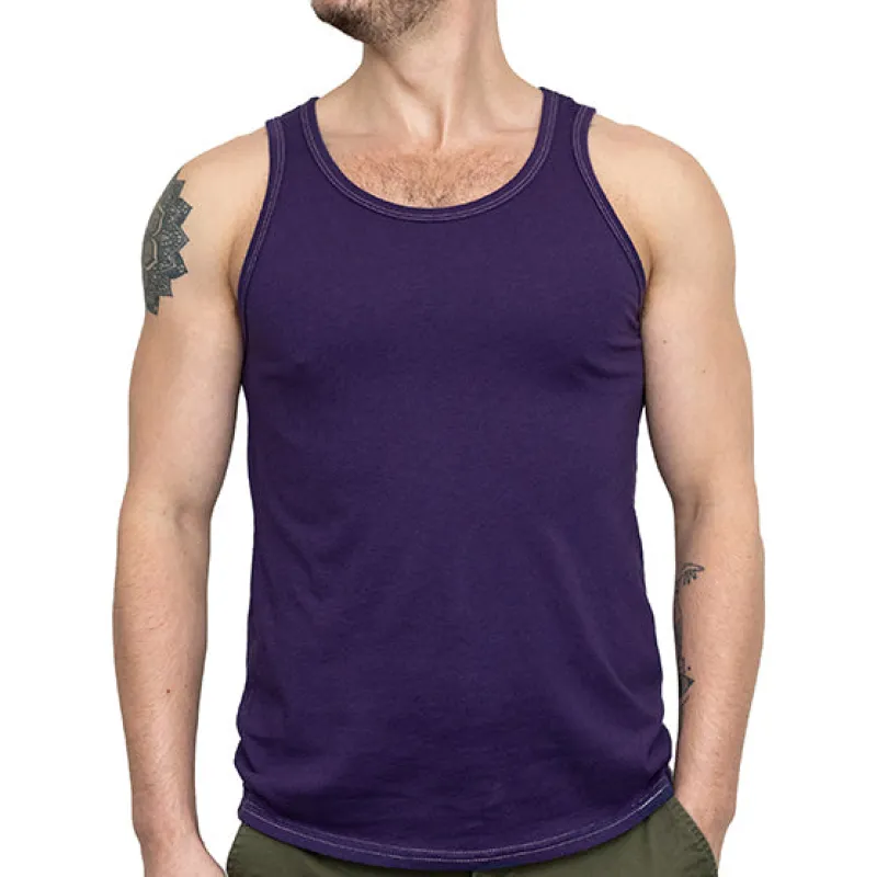 The "Bruiser" Cotton Tank Top in Purple sold by Blade + Blue
