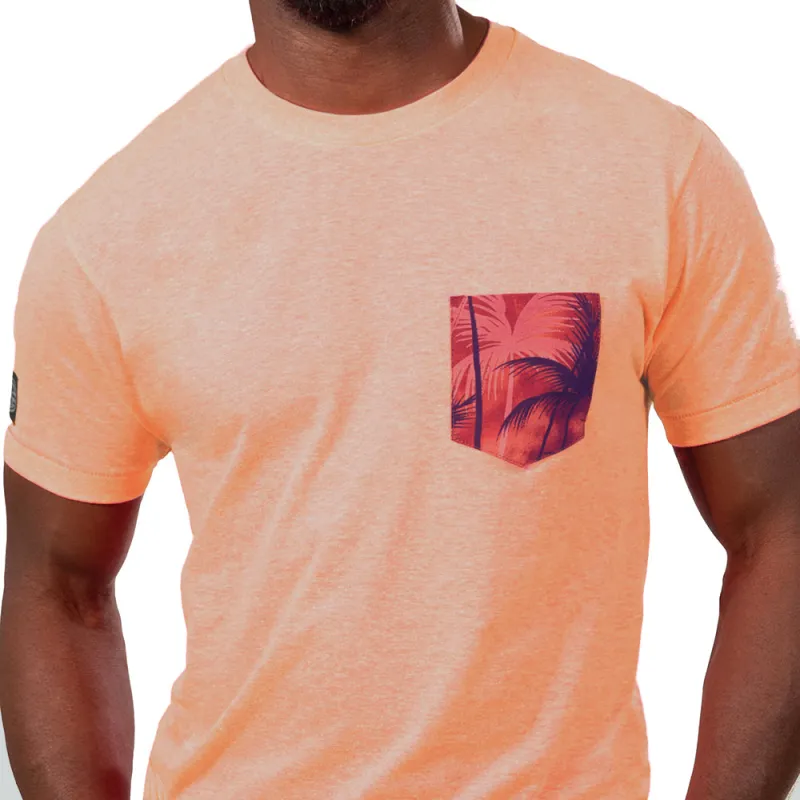 Sherbert Orange With Sunset Print Pocket T-Shirt sold by Blade + Blue