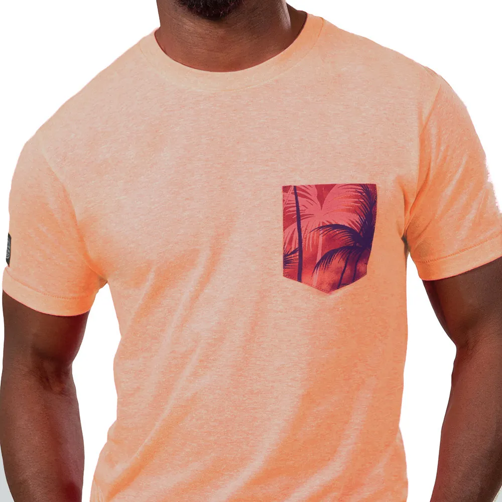 Sherbert Orange With Sunset Print Pocket T-Shirt sold by Blade + Blue