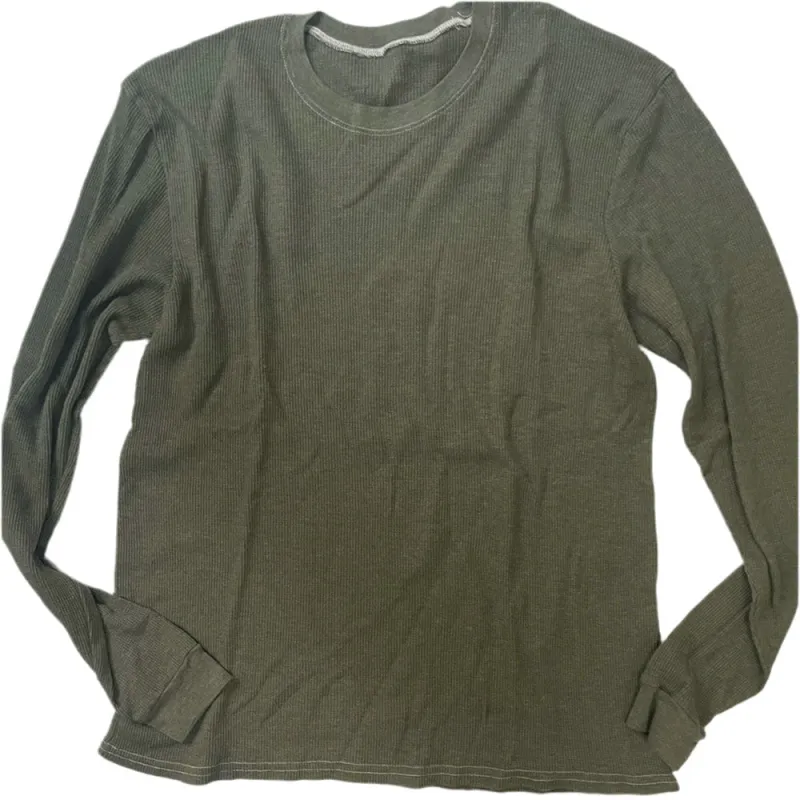 #68 SAMPLE SALE: MEDIUM Olive Green Heather Thermal Crewneck Tee sold by Blade + Blue