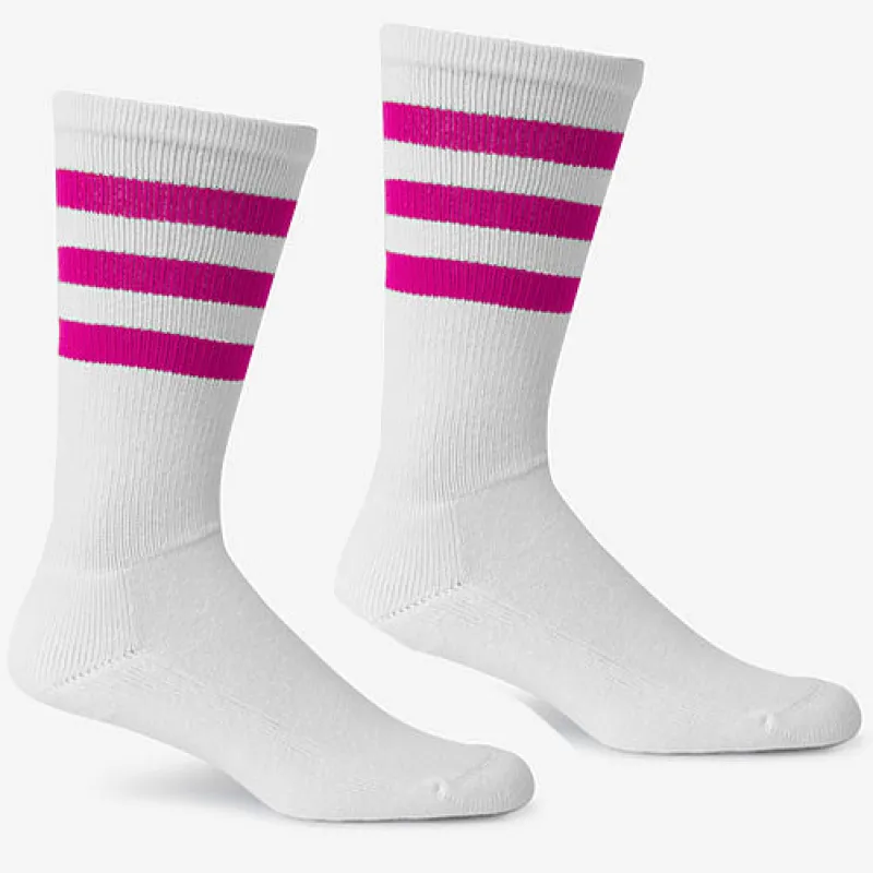White & Pink Active Stripe Socks sold by Blade + Blue
