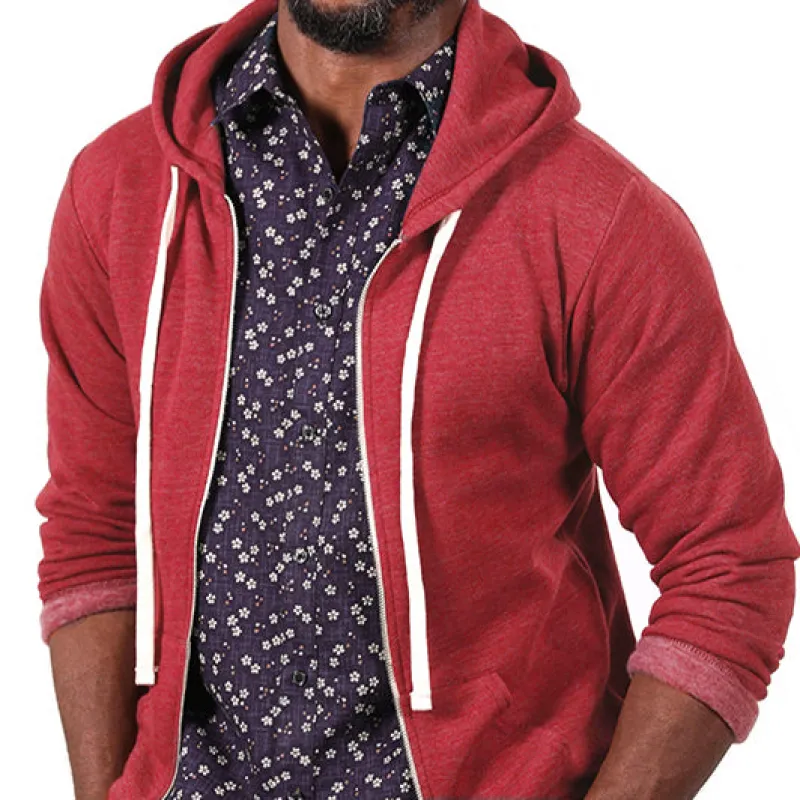 Cherry Red Marled Heather Full Zip Hoodie sold by Blade + Blue