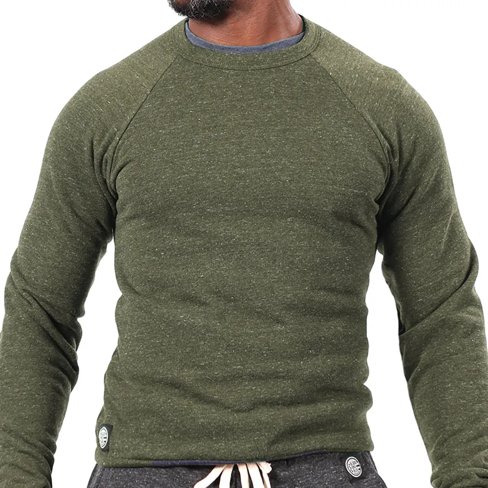 Olive Green Marled Tri-Blend Raglan Sleeve Crewneck Sweatshirt-Sweater sold by Blade + Blue product image thumbnail 3