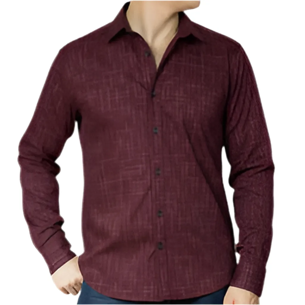RALEIGH Long Sleeve Shirt in Burgundy Japanese Textured Print sold by Blade + Blue