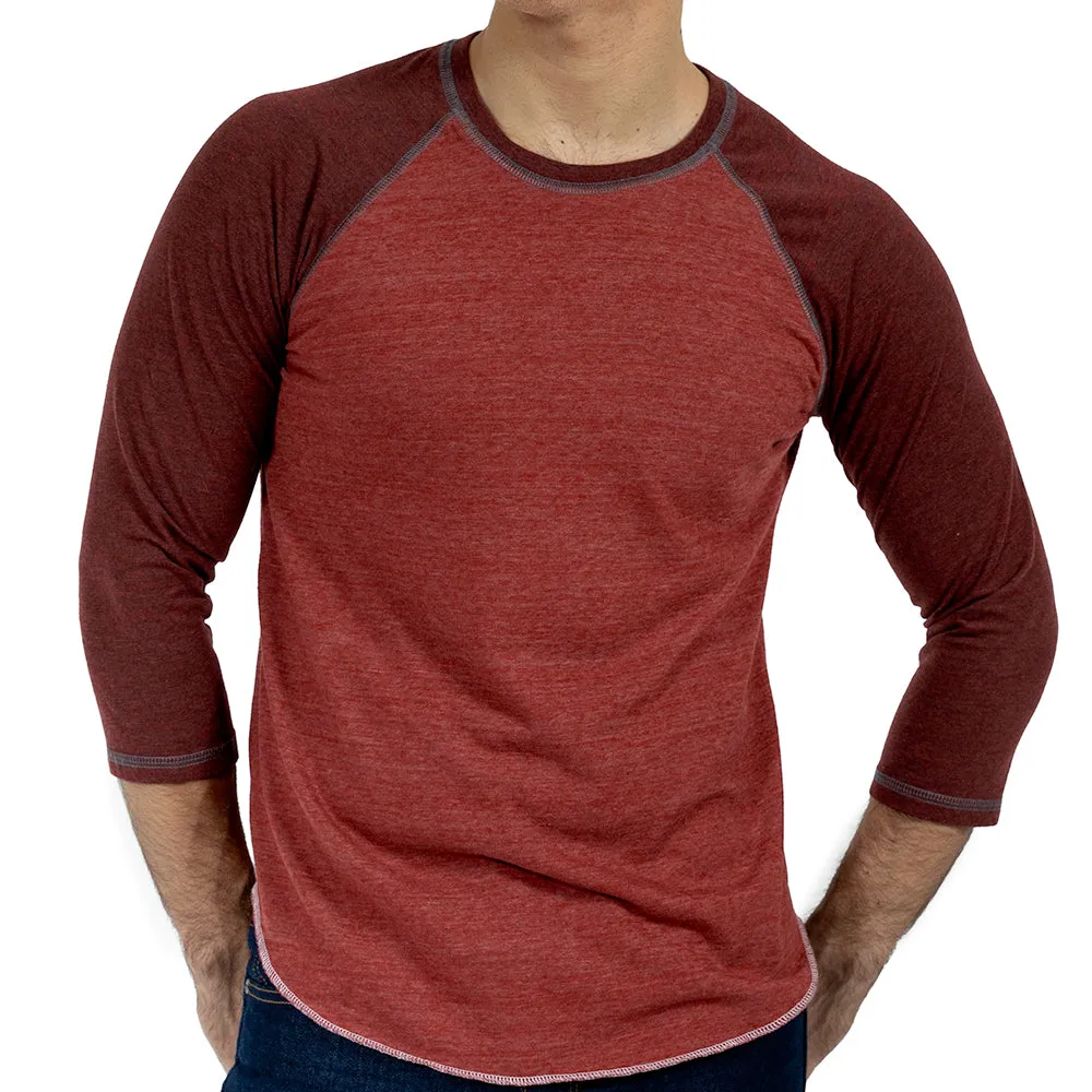 Tobacco & Rust Contrast Tri-Blend 3/4 Sleeve Baseball Tee sold by Blade + Blue