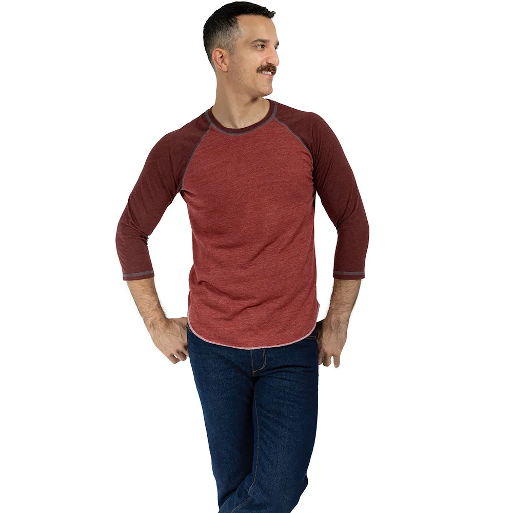 Tobacco & Rust Contrast Tri-Blend 3/4 Sleeve Baseball Tee sold by Blade + Blue product image thumbnail 3