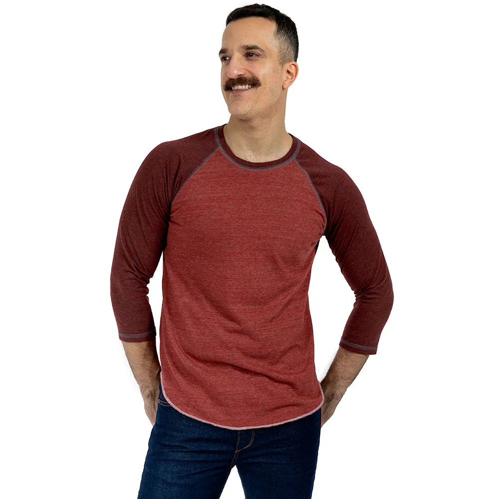 Tobacco & Rust Contrast Tri-Blend 3/4 Sleeve Baseball Tee sold by Blade + Blue product image thumbnail 2