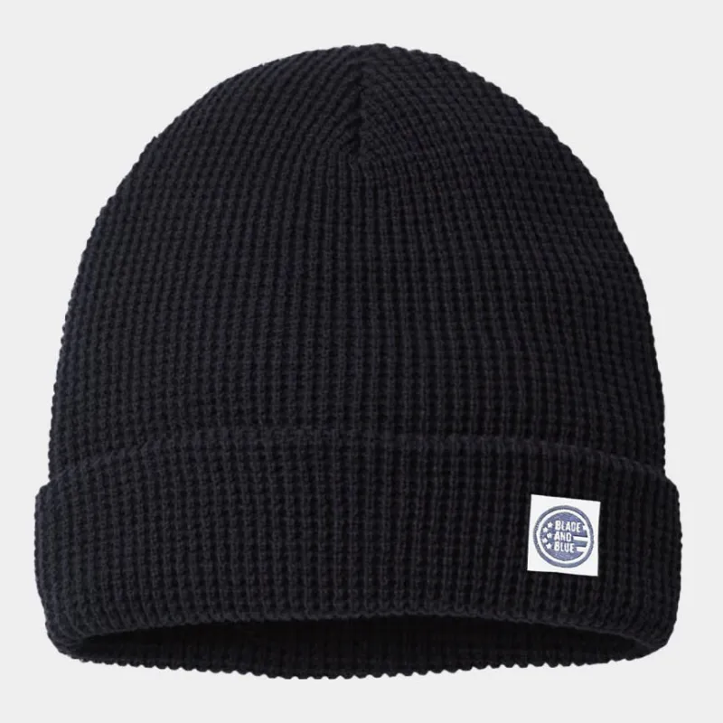 Black Waffle Knitted Beanie Cap sold by Blade + Blue