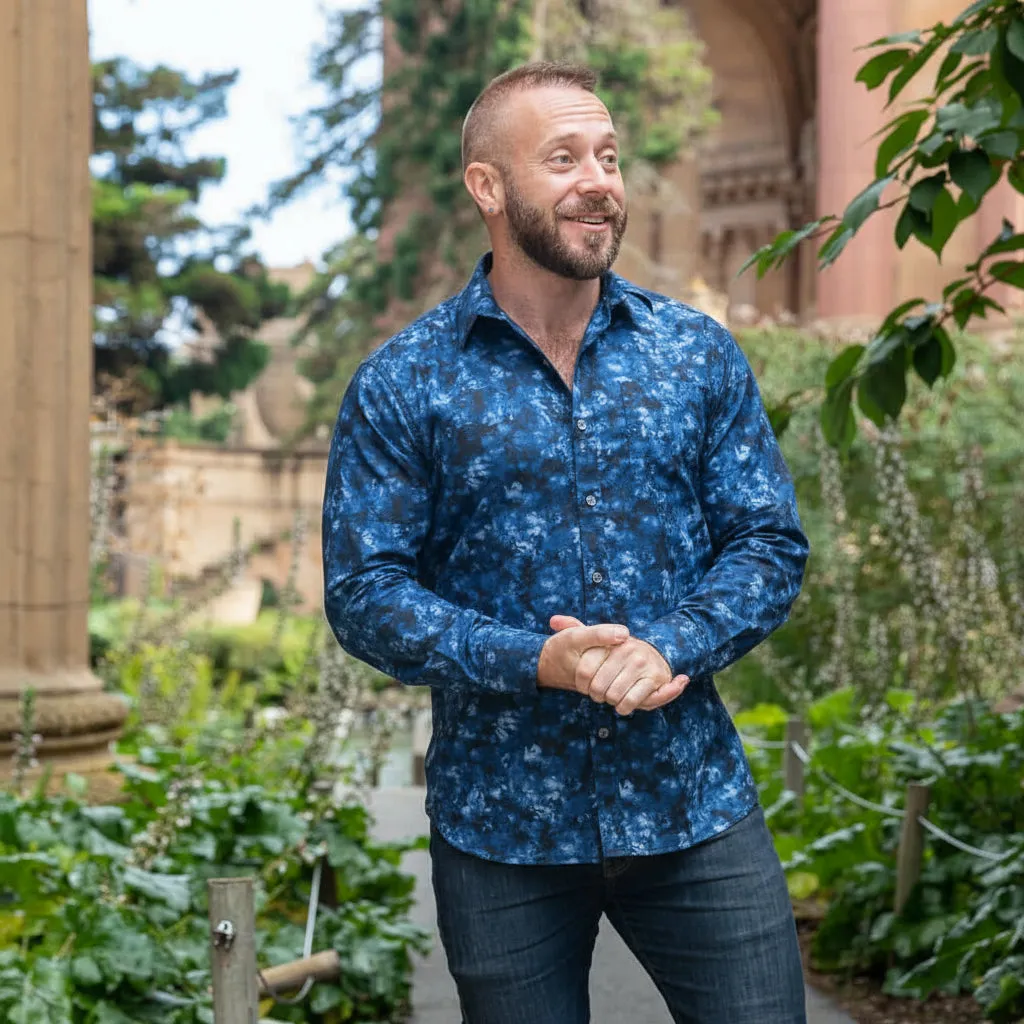 FREDDY Long Sleeve Shirt in Indigo Blues Japanese Marbled Print sold by Blade + Blue product image thumbnail 2