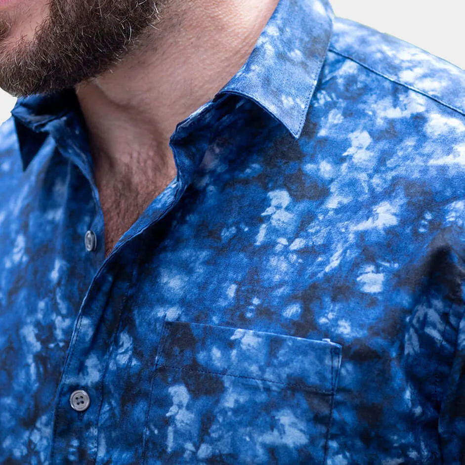 FREDDY Long Sleeve Shirt in Indigo Blues Japanese Marbled Print sold by Blade + Blue product image thumbnail 3
