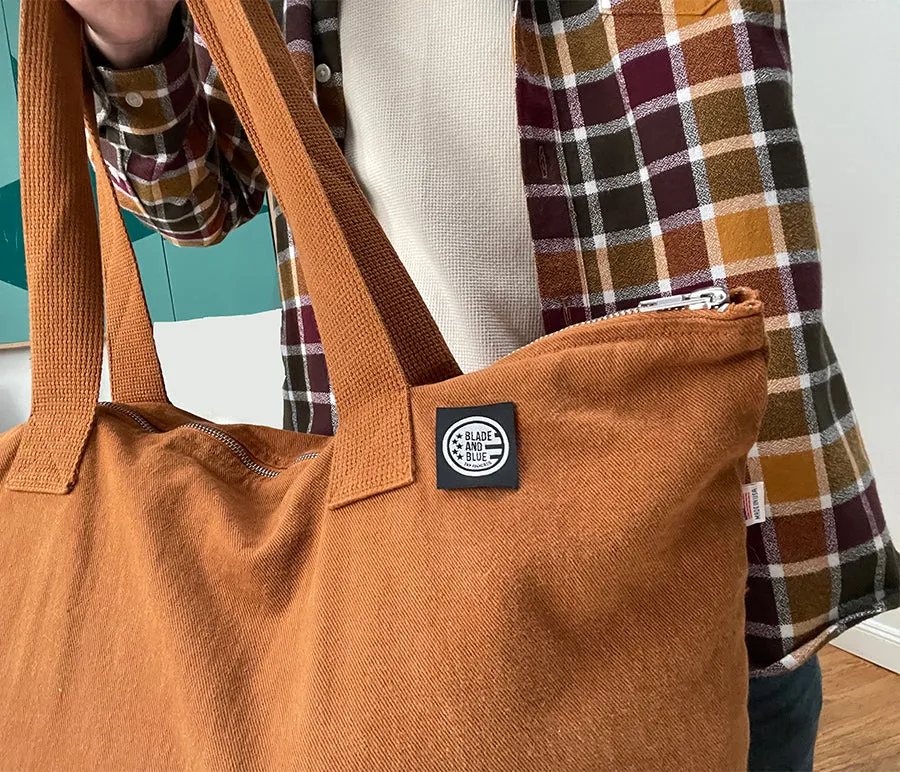 Zip-Top Tote Bag in Copper Cotton Canvas sold by Blade + Blue product image thumbnail 4