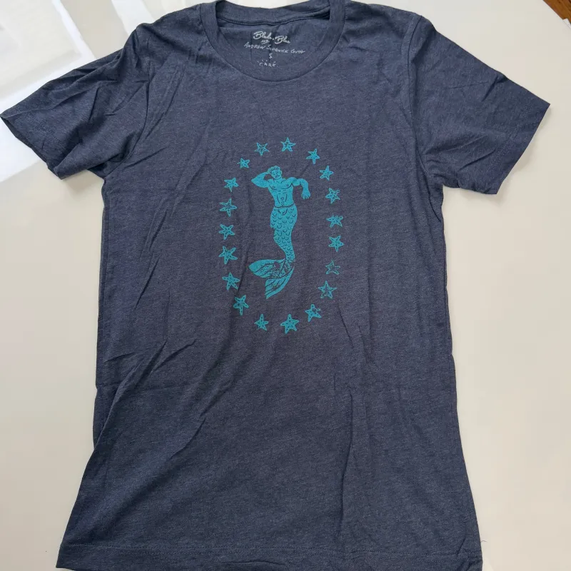 Sample Sale #62 : Blue Merman Short Sleeve Graphic Tee Shirt : Size SMALL sold by Blade + Blue