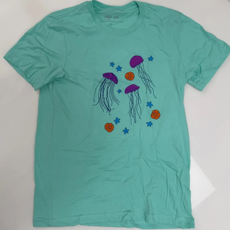 Sample Sale #97 : Mint Jellyfish Short Sleeve Graphic Tee Shirt : Size SMALL sold by Blade + Blue