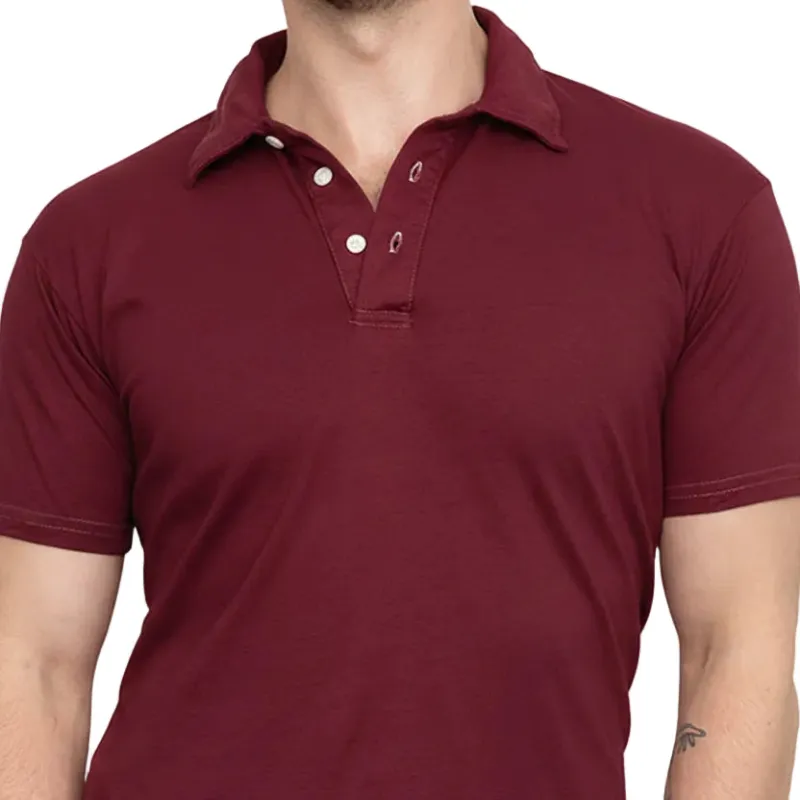 THE "HURLER" Organic Cotton Jersey Polo Shirt in Red Wine sold by Blade + Blue