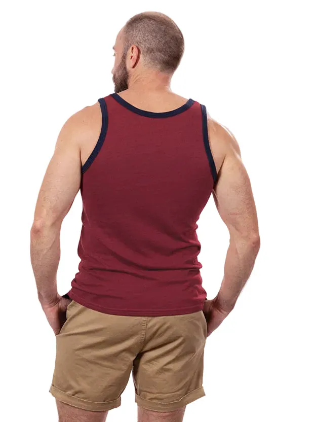 "Varsity Tank" Tri-Blend Tank Top in Red Wine Heather sold by Blade + Blue product image thumbnail 2