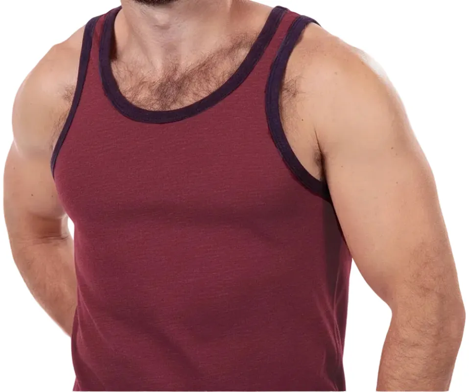 "Varsity Tank" Tri-Blend Tank Top in Red Wine Heather sold by Blade + Blue