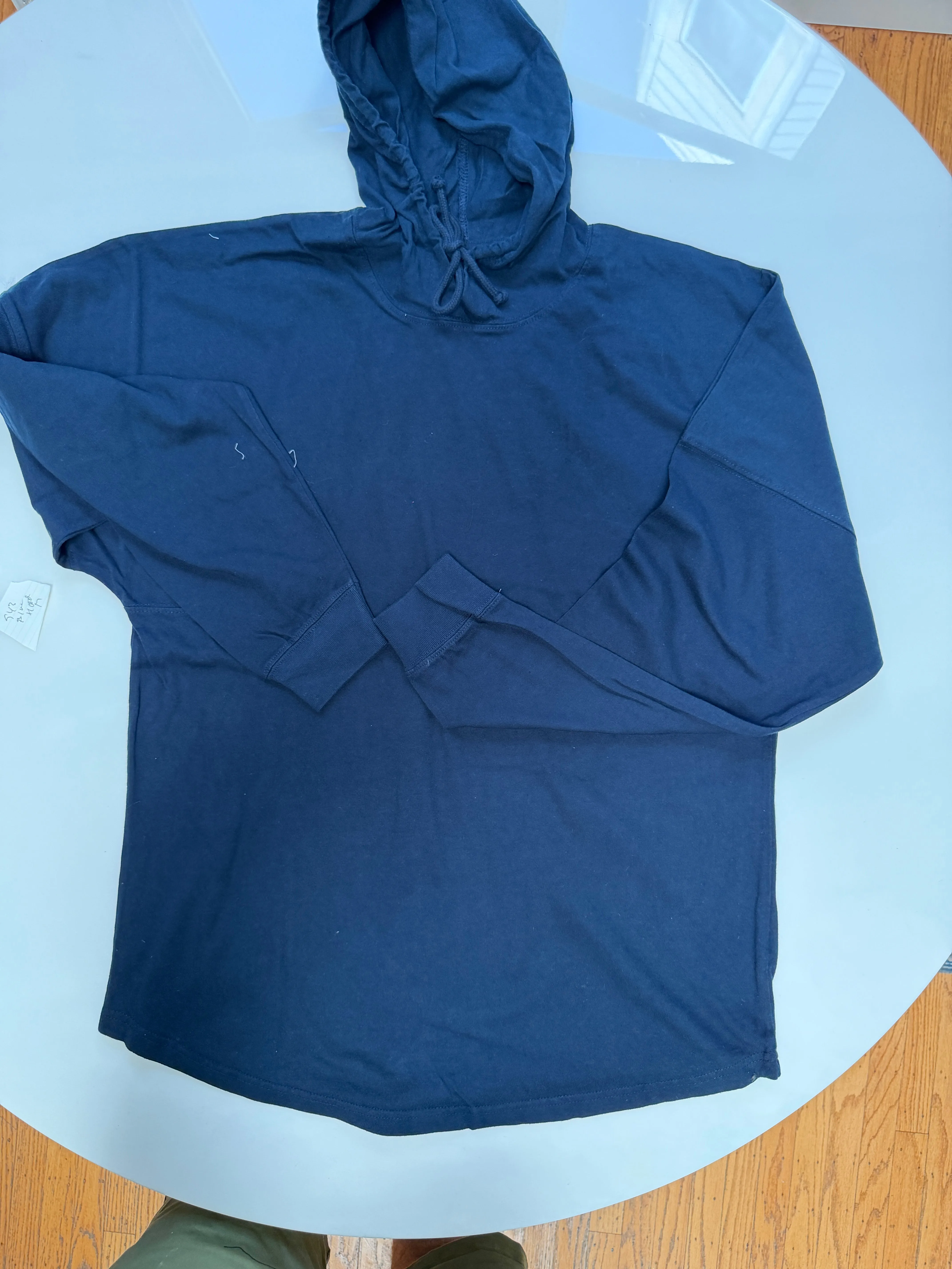Sample Sale #943: Navy Lightweight Cotton Popover Hooded Sweatshirt: Size MEDIUM sold by Blade + Blue product image thumbnail 2