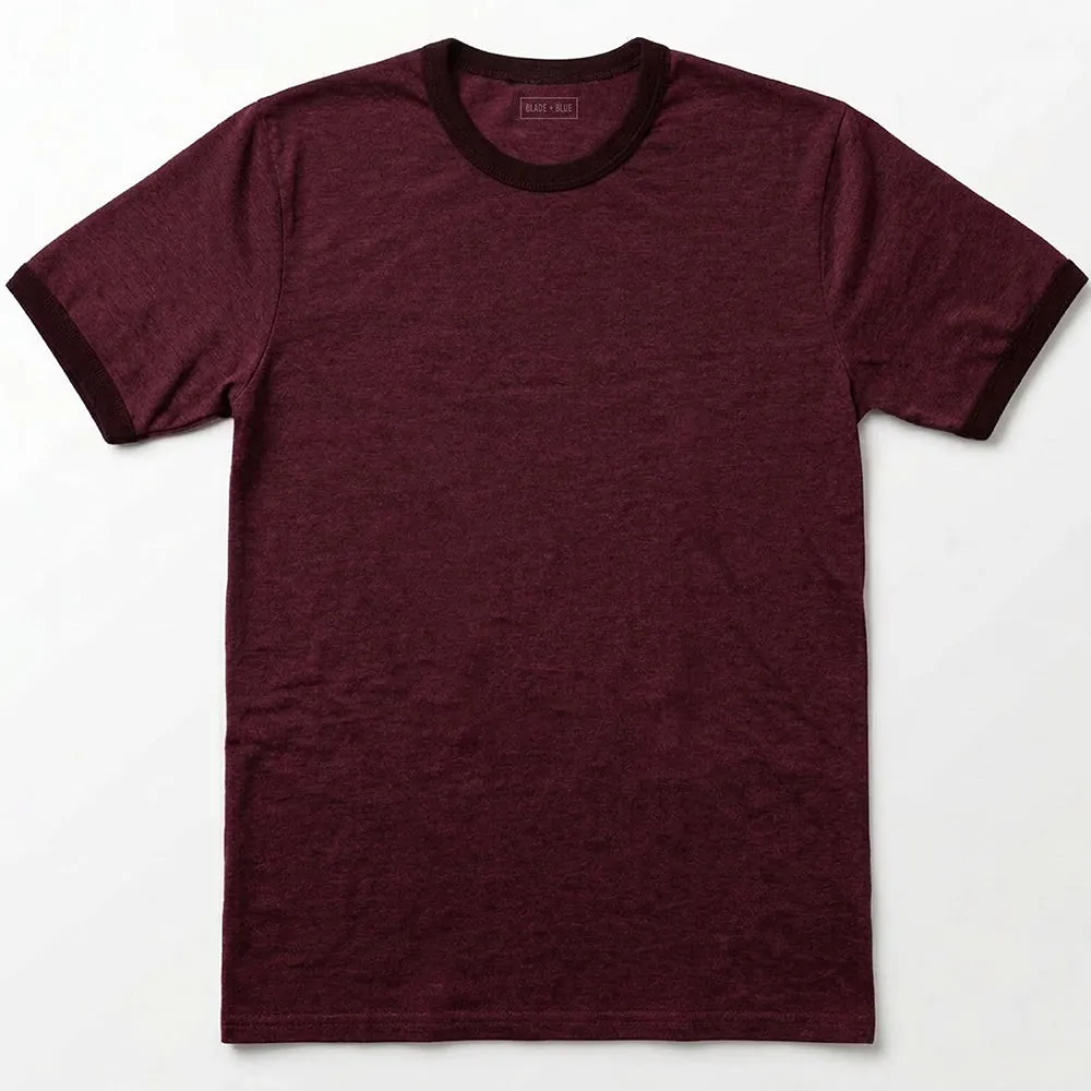 "BLOCKER" Deep Cranberry Tonal Overdyed Tri-Blend Ringer T-Shirt (SIZE S 1 LEFT) sold by Blade + Blue product image thumbnail 3