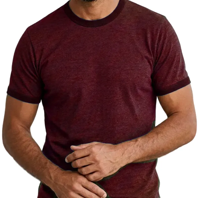 "BLOCKER" Deep Cranberry Tonal Overdyed Tri-Blend Ringer T-Shirt (SIZE S) made by Blade + Blue