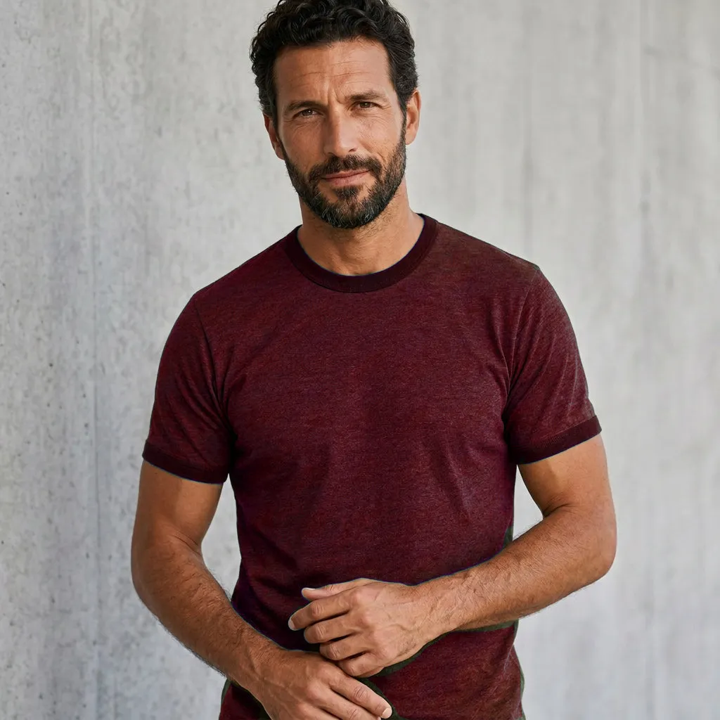 "BLOCKER" Deep Cranberry Tonal Overdyed Tri-Blend Ringer T-Shirt (SIZE S 1 LEFT) sold by Blade + Blue product image thumbnail 2