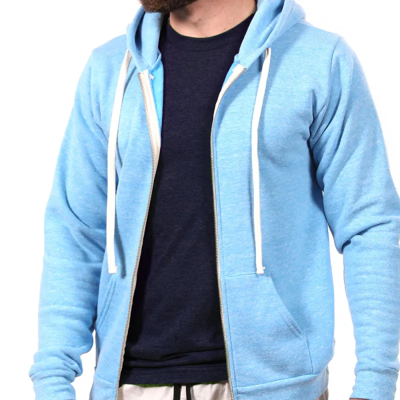 Sky Blue Heather Full Zip Hoodie sold by Blade + Blue