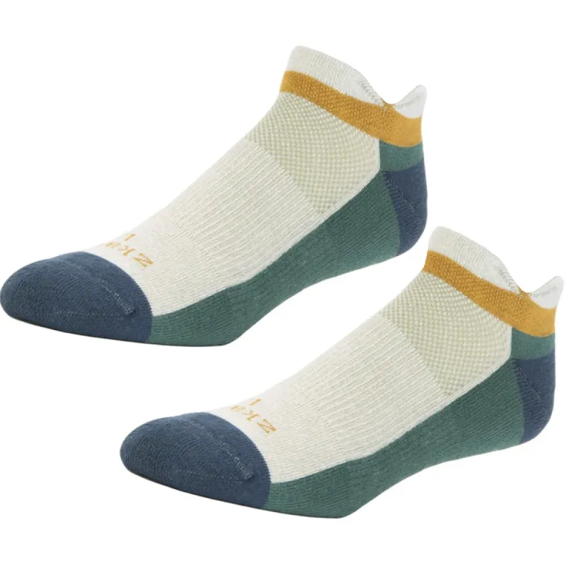 Ascent Performance Organic Cotton No-Show Sock in Fir & Natural- Made in USA by Zkano sold by Blade + Blue