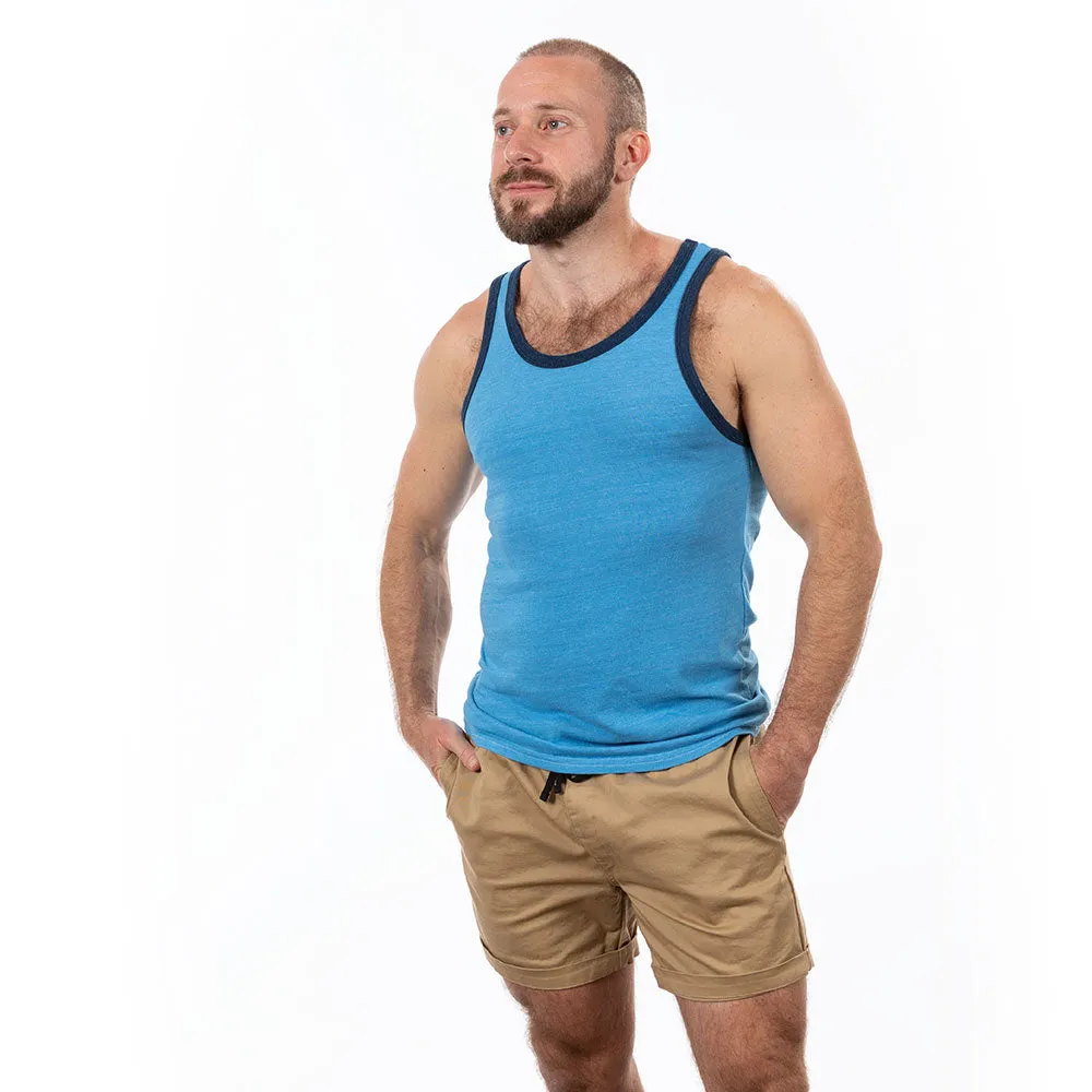 Aqua Blue & Navy Tri-Blend Varsity Tank Top sold by Blade + Blue product image thumbnail 2