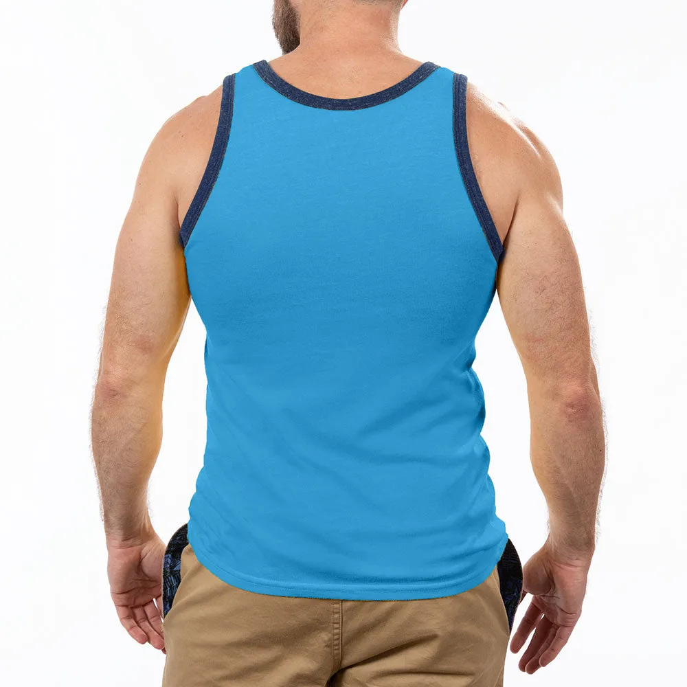 Aqua Blue & Navy Tri-Blend Varsity Tank Top sold by Blade + Blue product image thumbnail 4