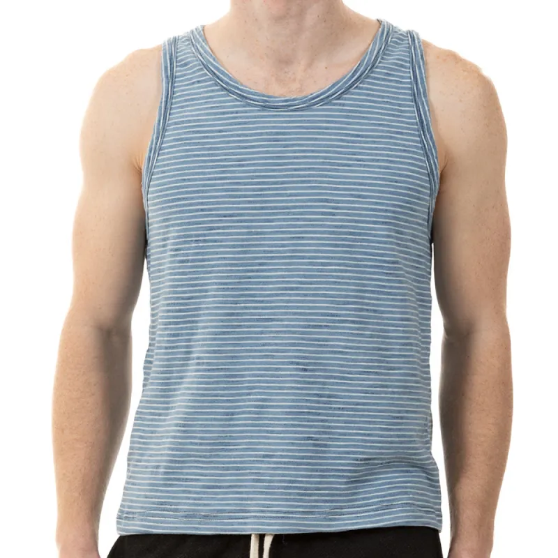Light Indigo Wash & White Stripe Tank Top - Made In USA sold by Blade + Blue