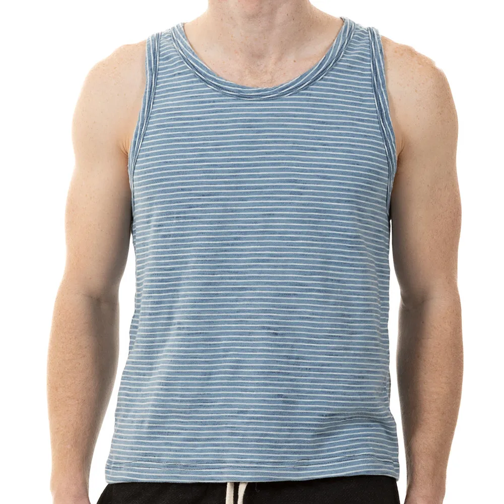Light Indigo Wash & White Stripe Tank Top - Made In USA sold by Blade + Blue
