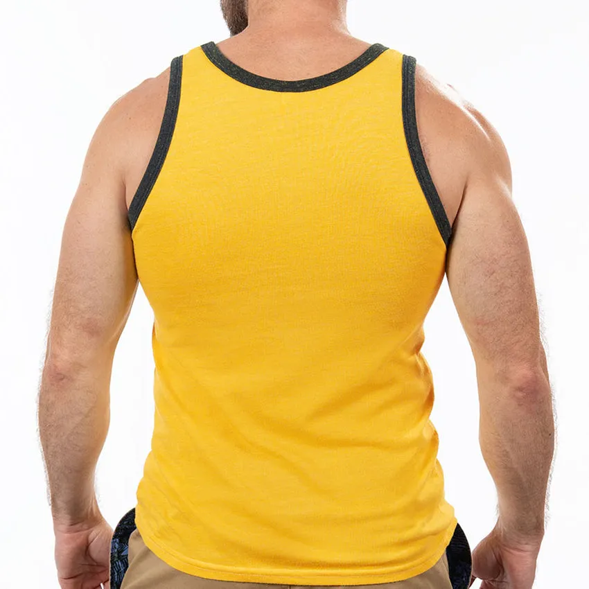 Gold & Olive Tri-Blend Varsity Tank Top sold by Blade + Blue product image thumbnail 2