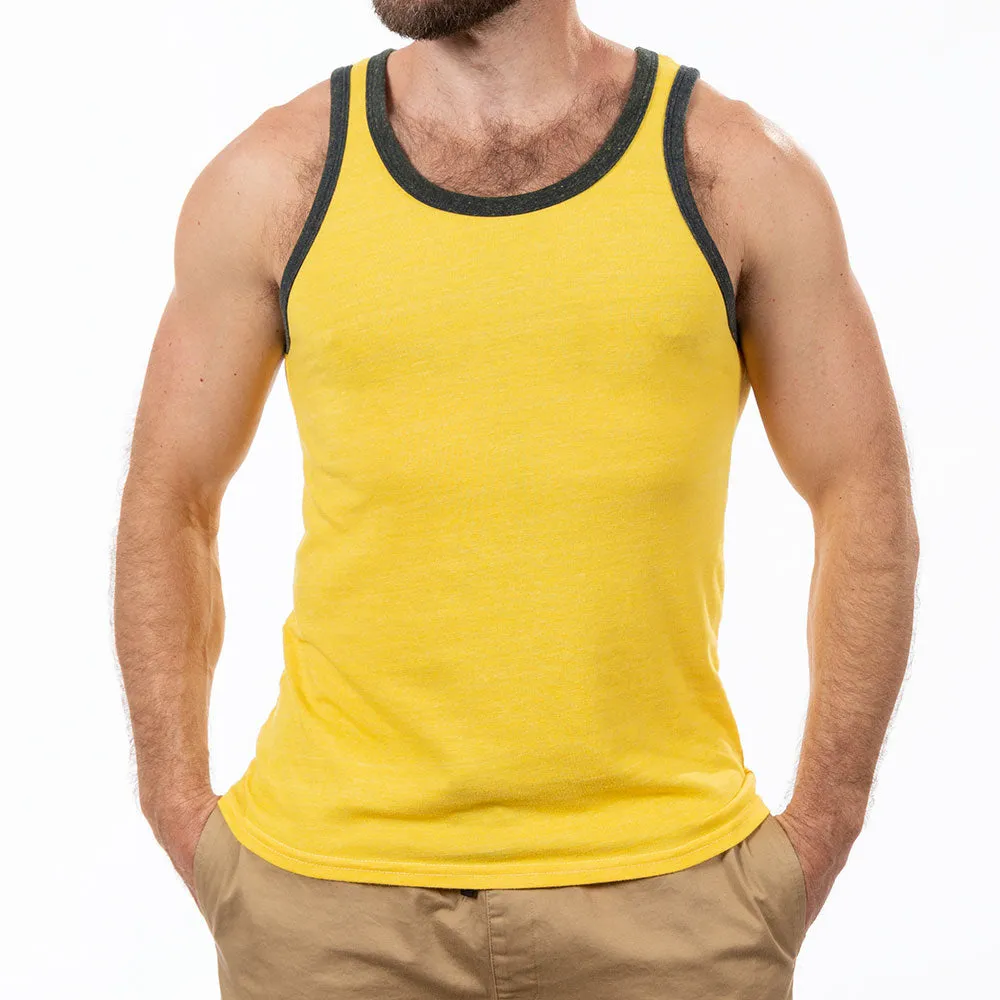 Gold & Olive Tri-Blend Varsity Tank Top sold by Blade + Blue