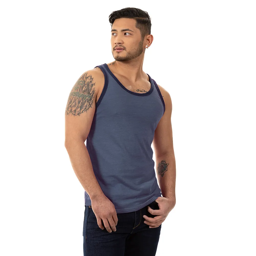 "Varsity Tank" Tri-Blend Tank Top in True Blue Heather sold by Blade + Blue product image thumbnail 2