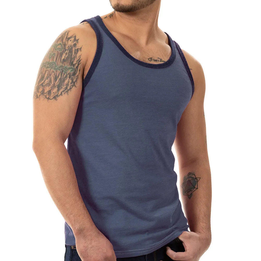 "Varsity Tank" Tri-Blend Tank Top in True Blue Heather sold by Blade + Blue