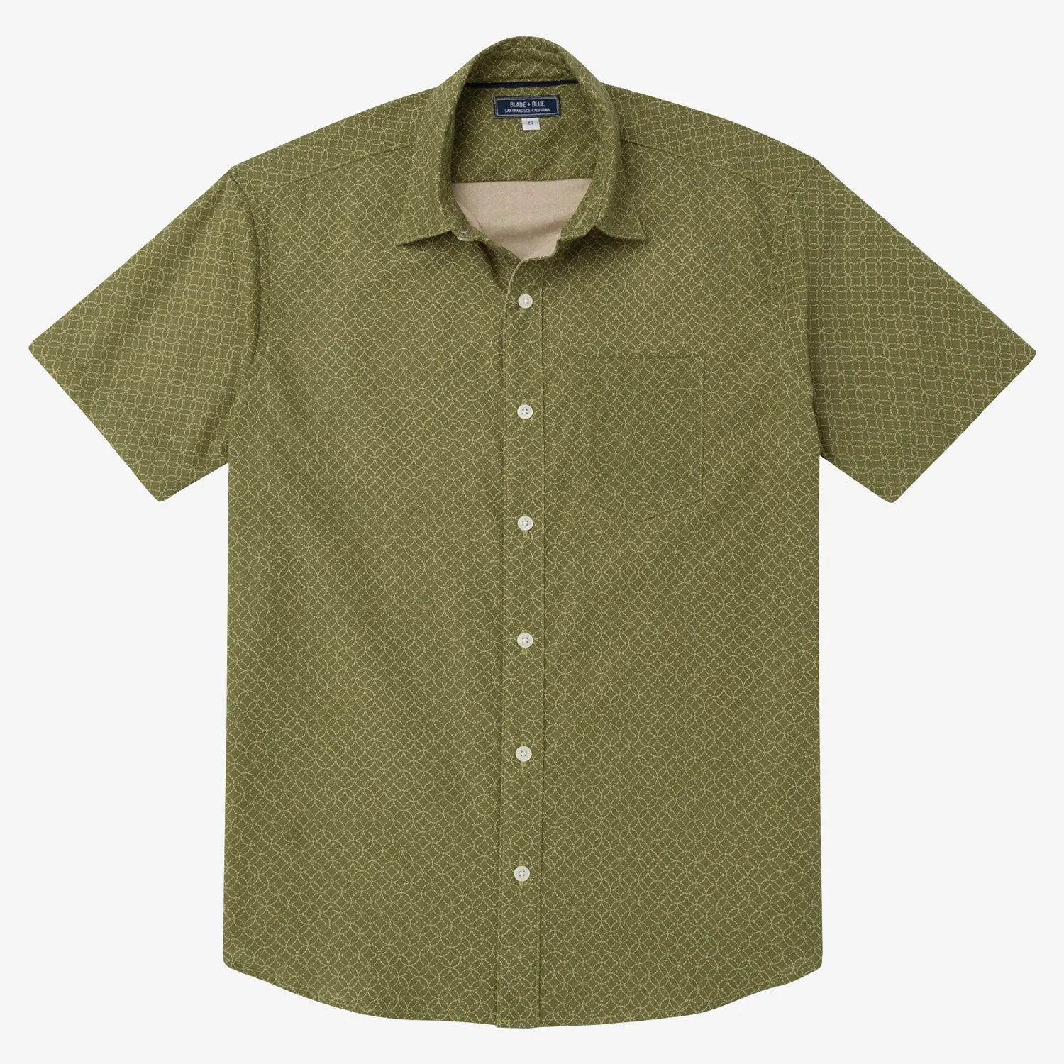 GARRISON Short Sleeve Shirt in Light Olive Green Japanese Floral Print sold by Blade + Blue product image thumbnail 2