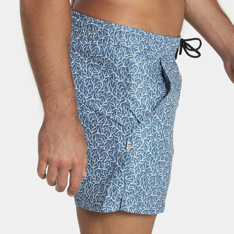 5" Inseam Swim Trunk in Light Blue Coral Print sold by Blade + Blue